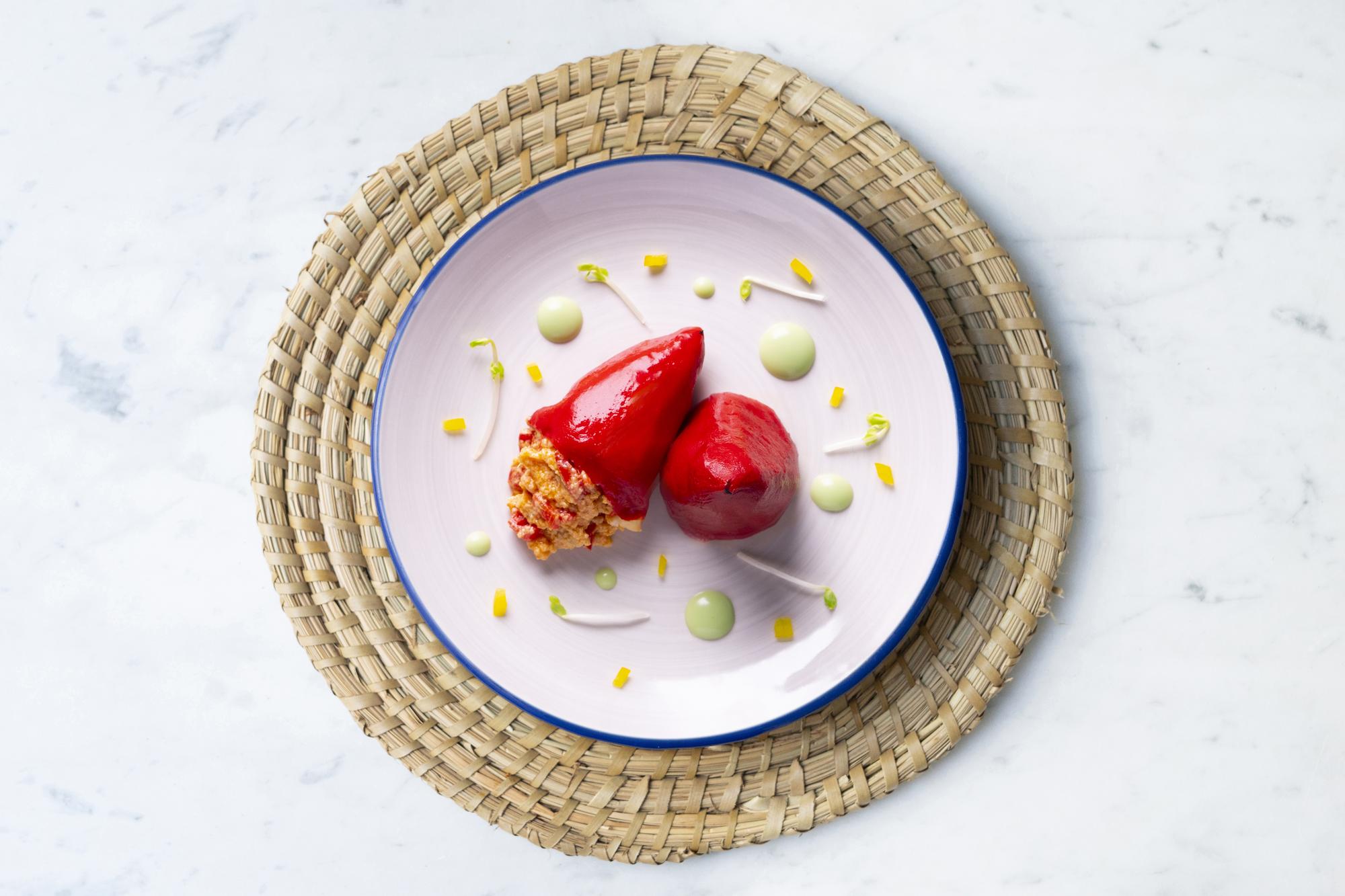 Plated seasonal starter on ceramic