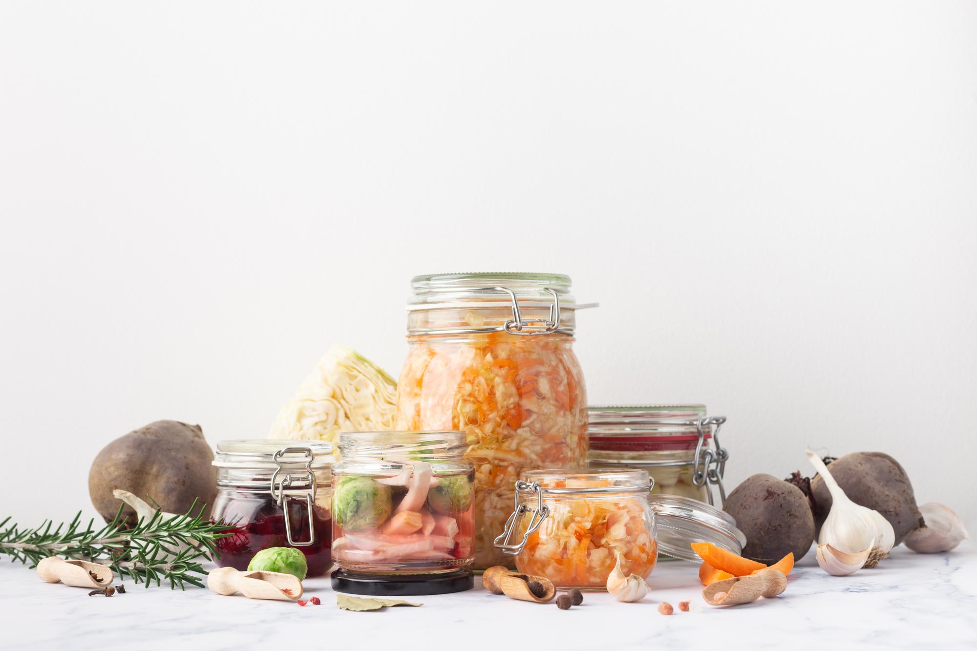 Jarred preserves labeled by week